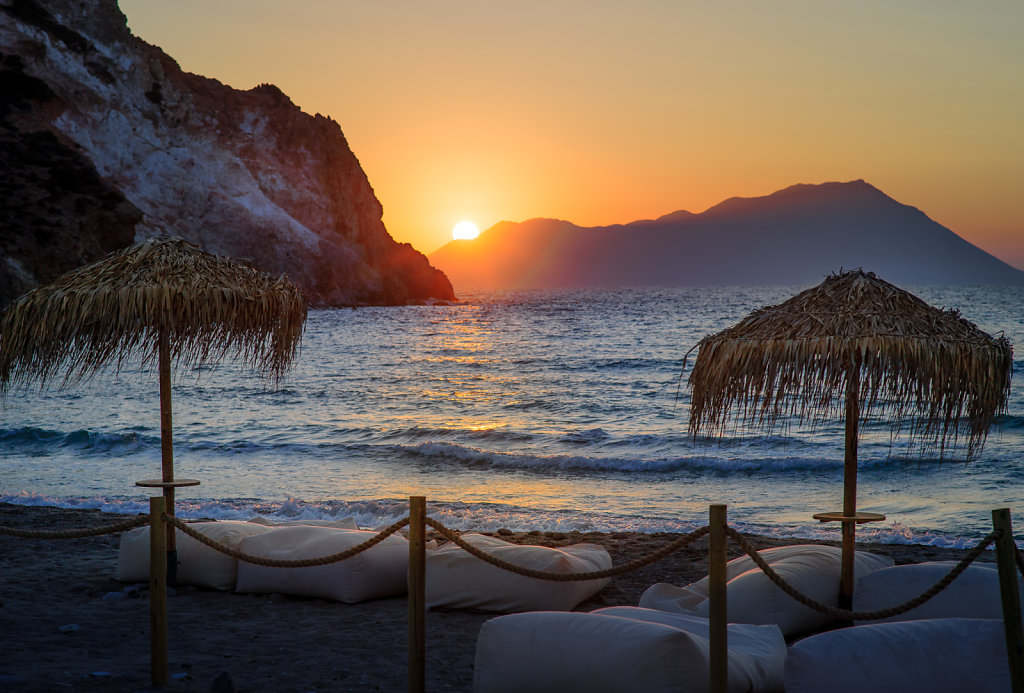 Milos beach sunset